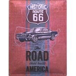 I&S-6601RA-plaque-relief-métallique-americaine-bombée-mural-décoration-legend-historic-Route-66-legend-car-ford-mustang-retro-vintage