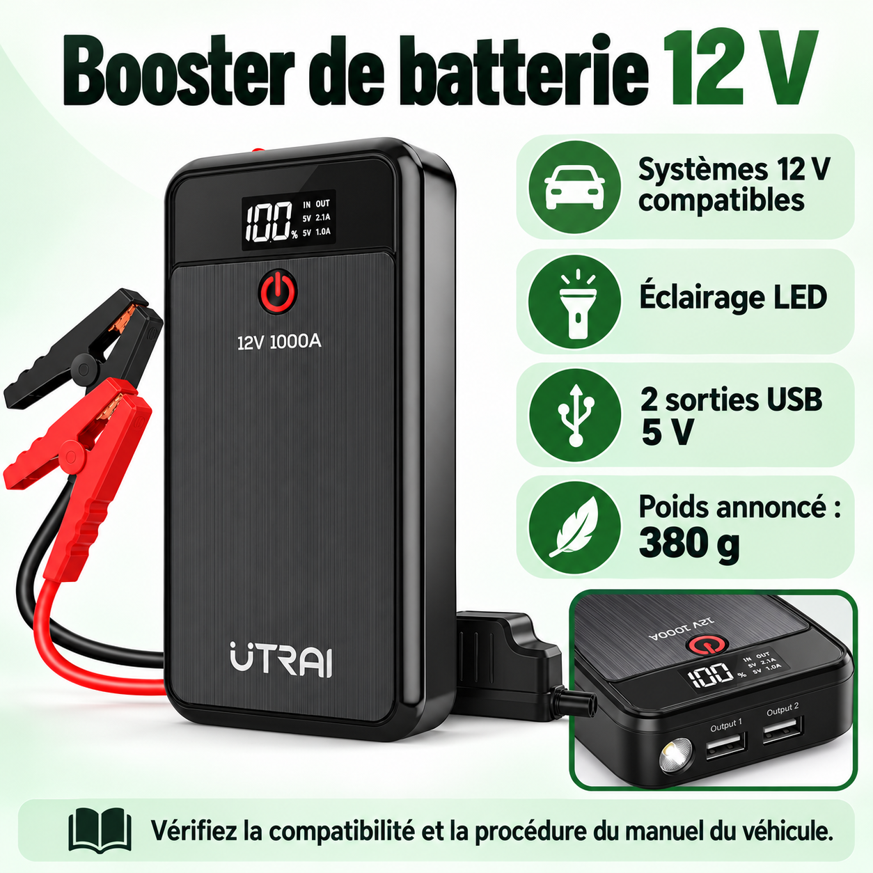Booster 12 V : vues et caractéristiques principales en français