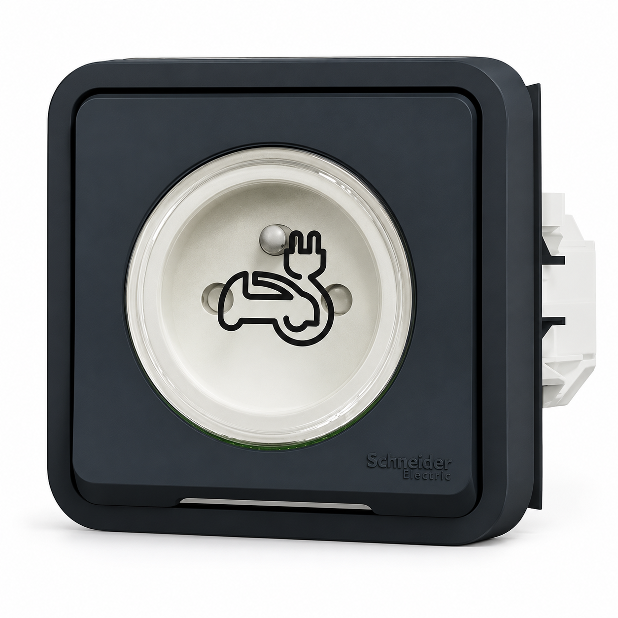 Prise renforcée anthracite 2P+T avec clapet transparent