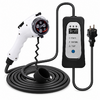 Chargeur portable Type 1 vers Schuko à poignée blanche et boîtier argenté