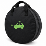 Sac rond noir pour câble de recharge avec motif voiture vert