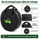Sac rond : dimensions 41 × 41 × 12 cm, fermeture zippée et poignées