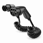 Câble spiralé noir Type 2 vers Type 2 avec connecteurs visibles