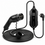 Chargeur portable noir Type 2 vers Schuko avec câble et boîtier