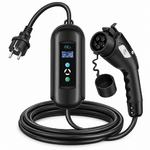 Chargeur portable noir Type 1 vers Schuko avec boîtier et câble