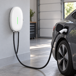 Borne 11 kW installée dans un garage avec véhicule branché