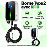 Borne RFID Type 2 : versions 11 et 22 kW en français