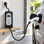 Chargeur portable Type 2 avec boîtier soutenu à proximité du véhicule