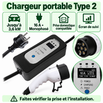 Caractéristiques en français du chargeur Type 2