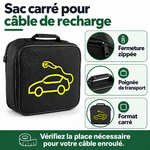 Sac carré : fermeture zippée, poignée et caractéristiques en français