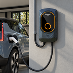 Borne Type 2 à commande circulaire installée avec véhicule en recharge