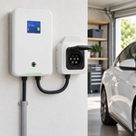 Borne 22 kW et prise Type 2 séparée installées au mur