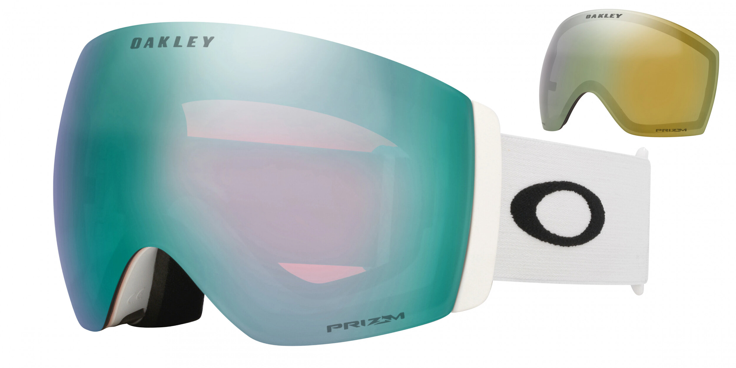 Masque de ski Oakley Flight Deck Pro L Blanc mat Prizm Snow Saphir Iridium