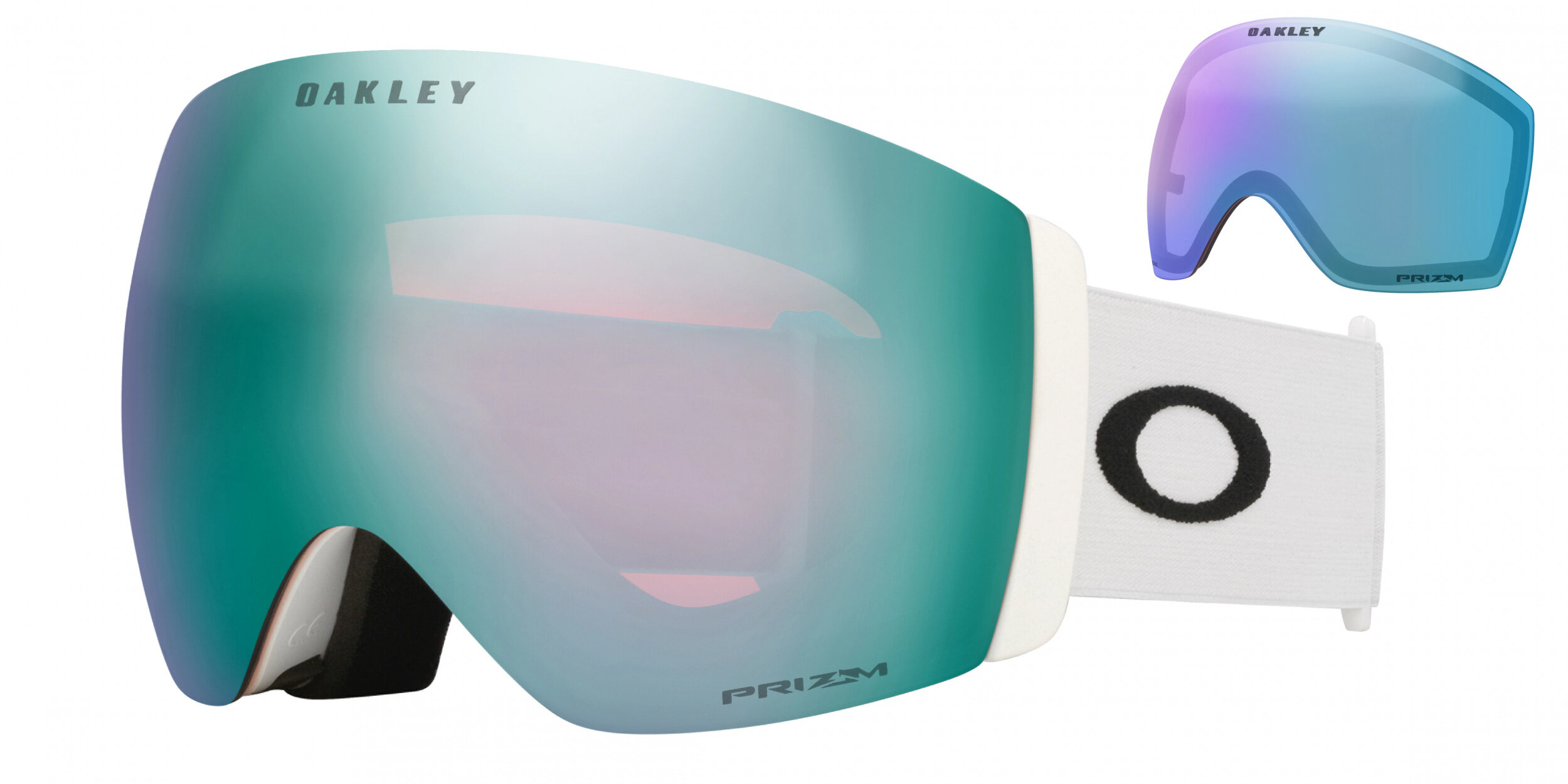 Masque de ski Oakley Flight Deck Pro L Blanc mat Prizm Snow Saphir Iridium