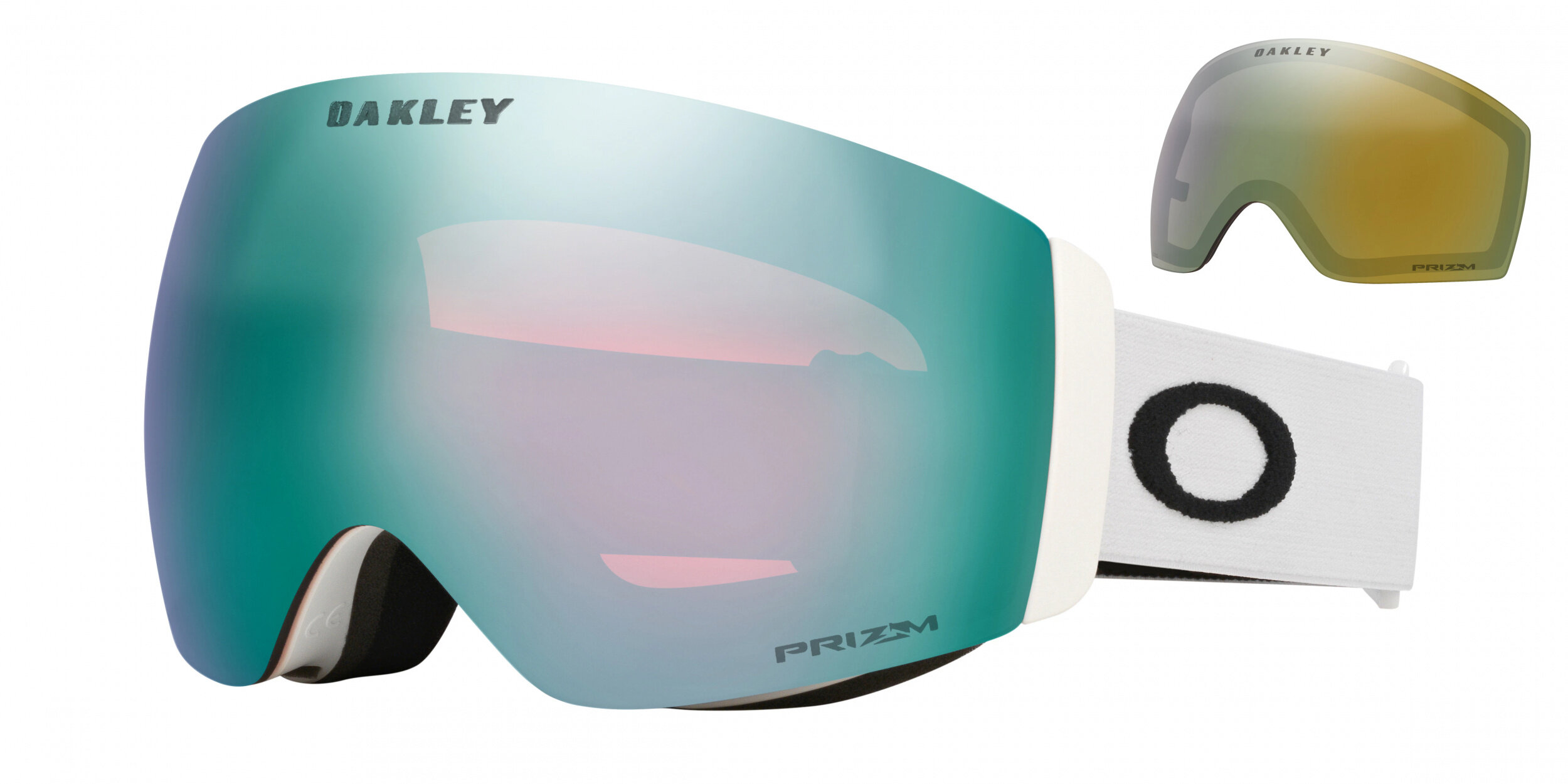 Masque de ski Oakley Flight Deck Pro M Blanc mat Prizm Snow Saphir Iridium