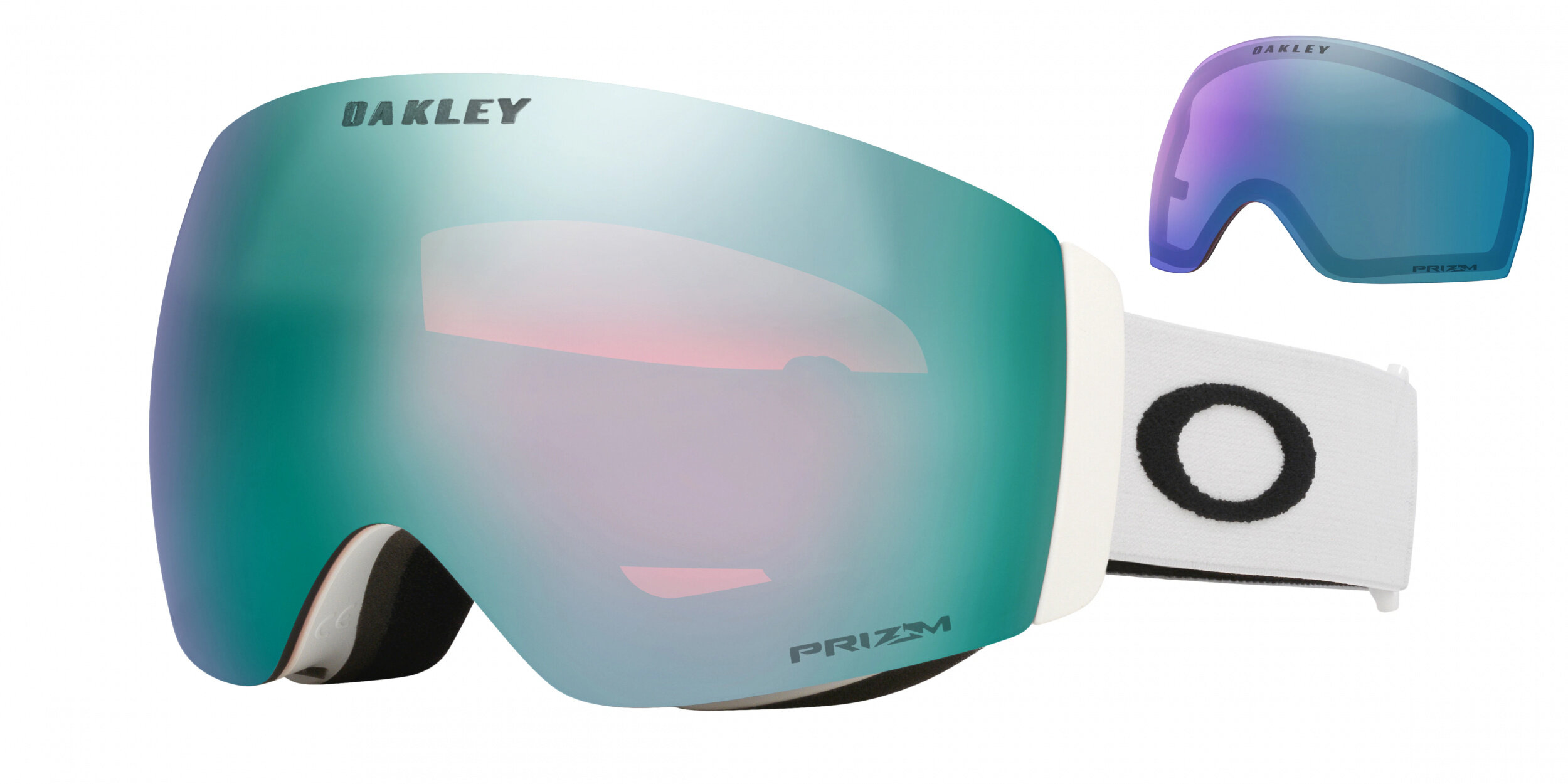 Masque de ski Oakley Flight Deck Pro M Blanc mat Prizm Snow Saphir Iridium