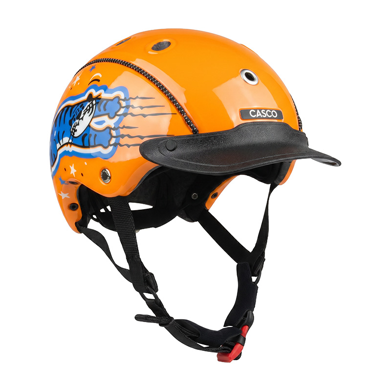 Casque de vélo et de Ski Casco - MINI 2 Junior - Tigro Blaze - Orange et bleu