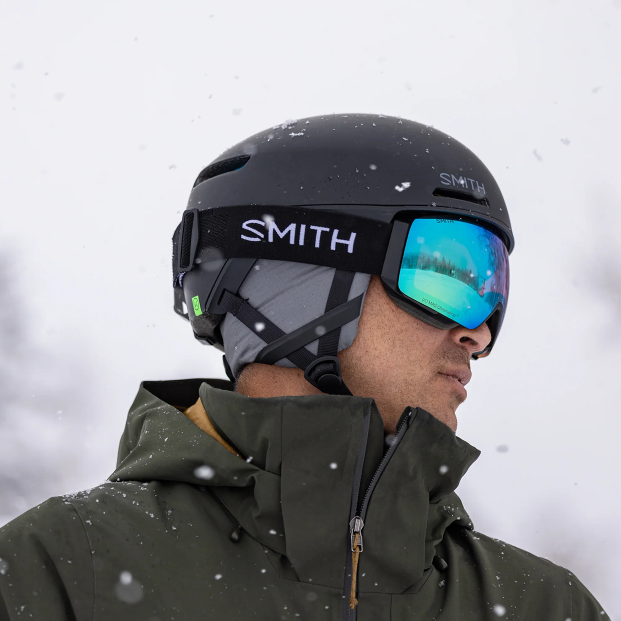 Masque de ski Smith - I/O MAG - Noir - ChromaPop Everyday Green Mirror