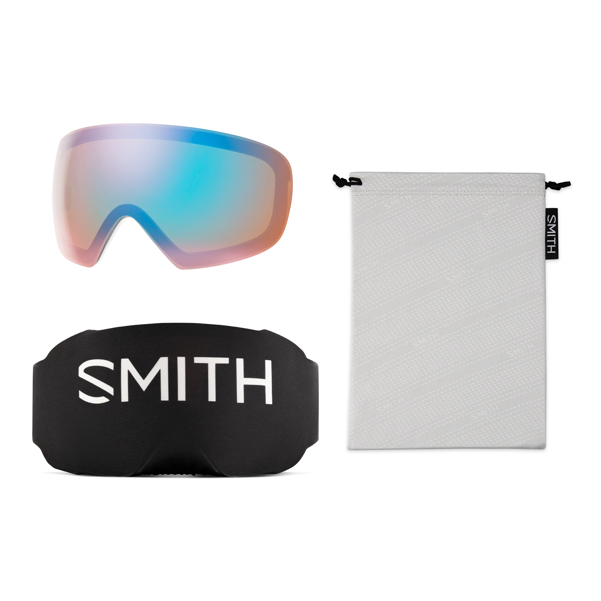 Masque de ski Smith - I/O MAG S - Blanc Chunky Knit - ChromaPop Sun Platinum Mirror