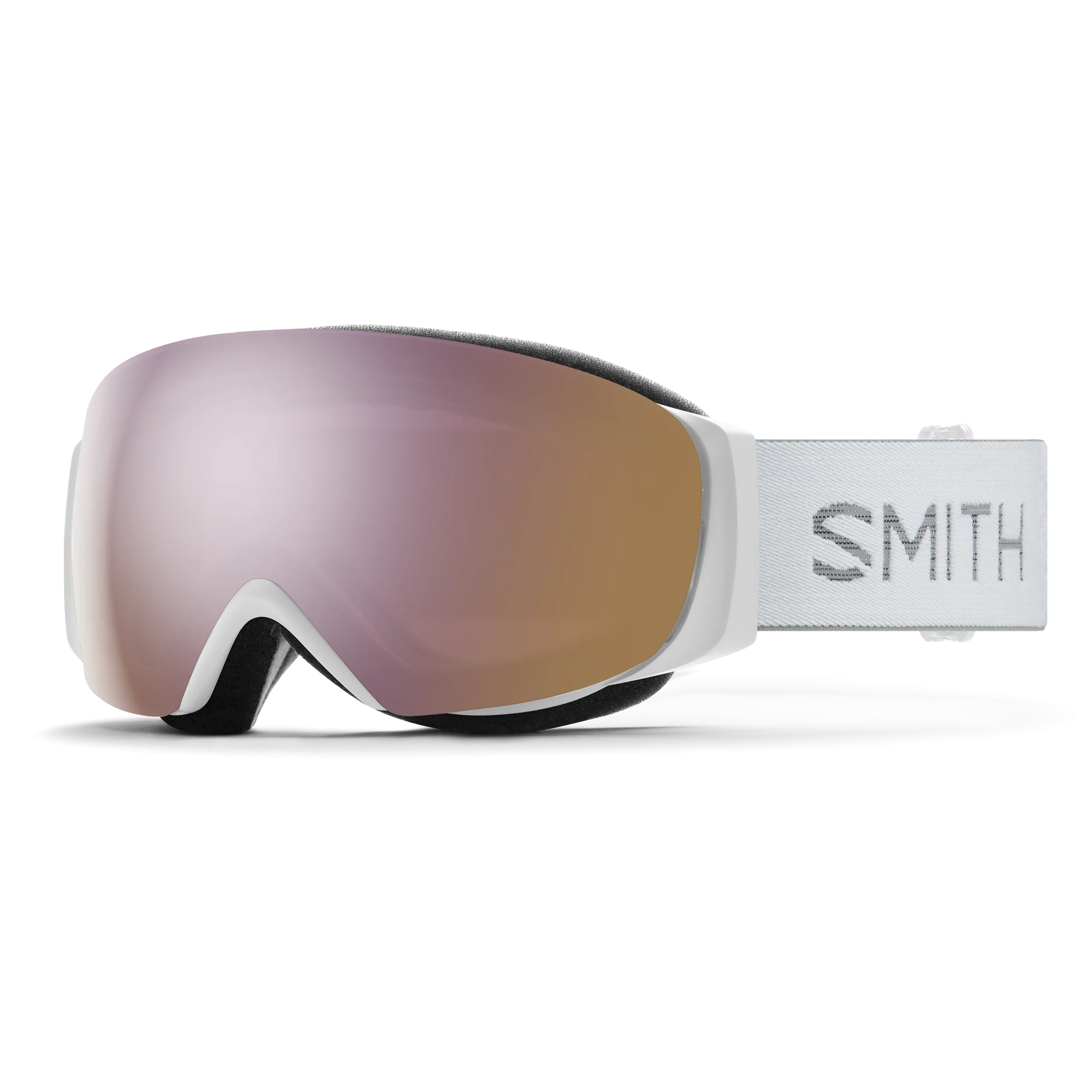 Masque de ski Smith - I/O MAG S - Blanc Chunky Knit - ChromaPop Everyday Rose Gold Mirror