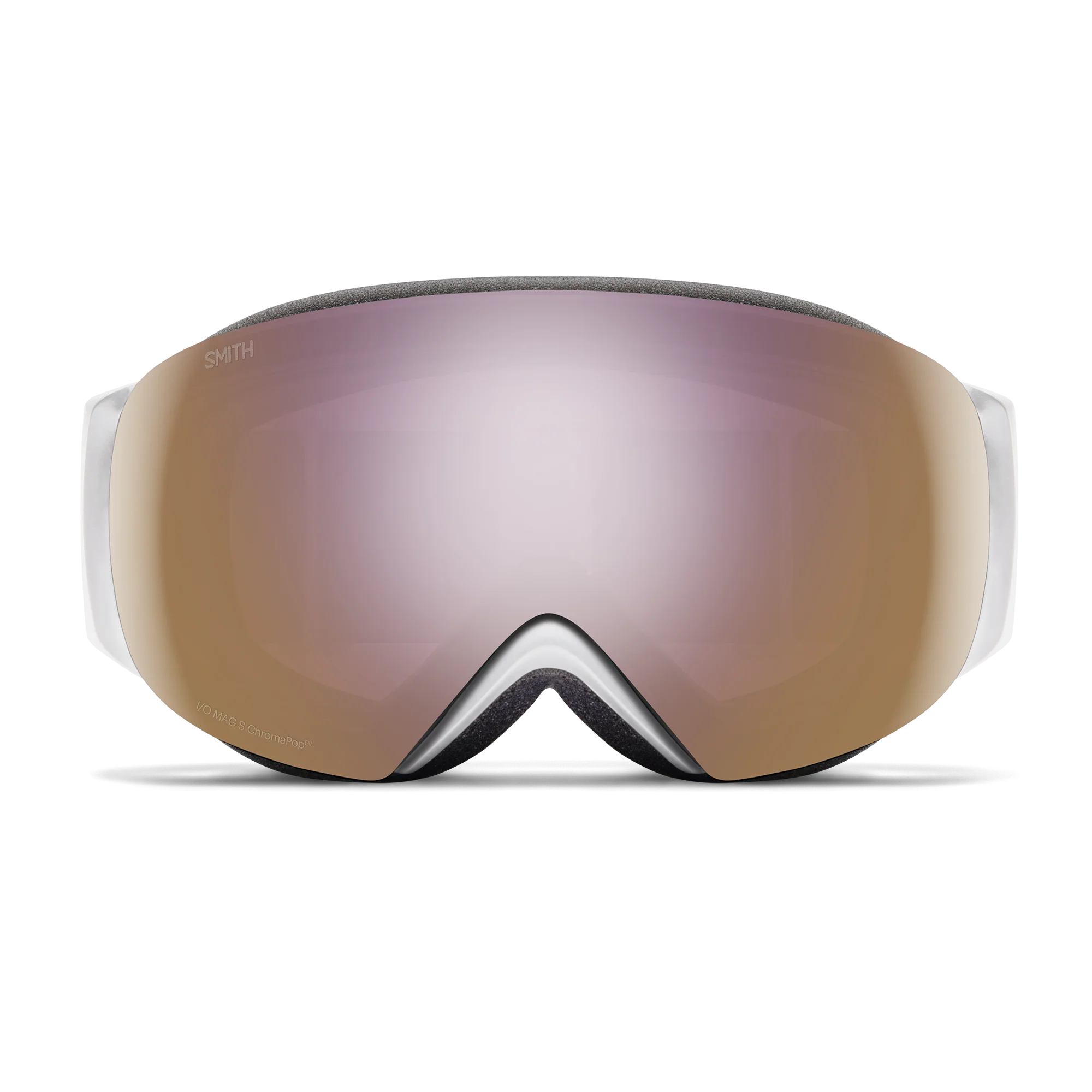 Masque de ski Smith - I/O MAG S - Blanc Chunky Knit - ChromaPop Everyday Rose Gold Mirror