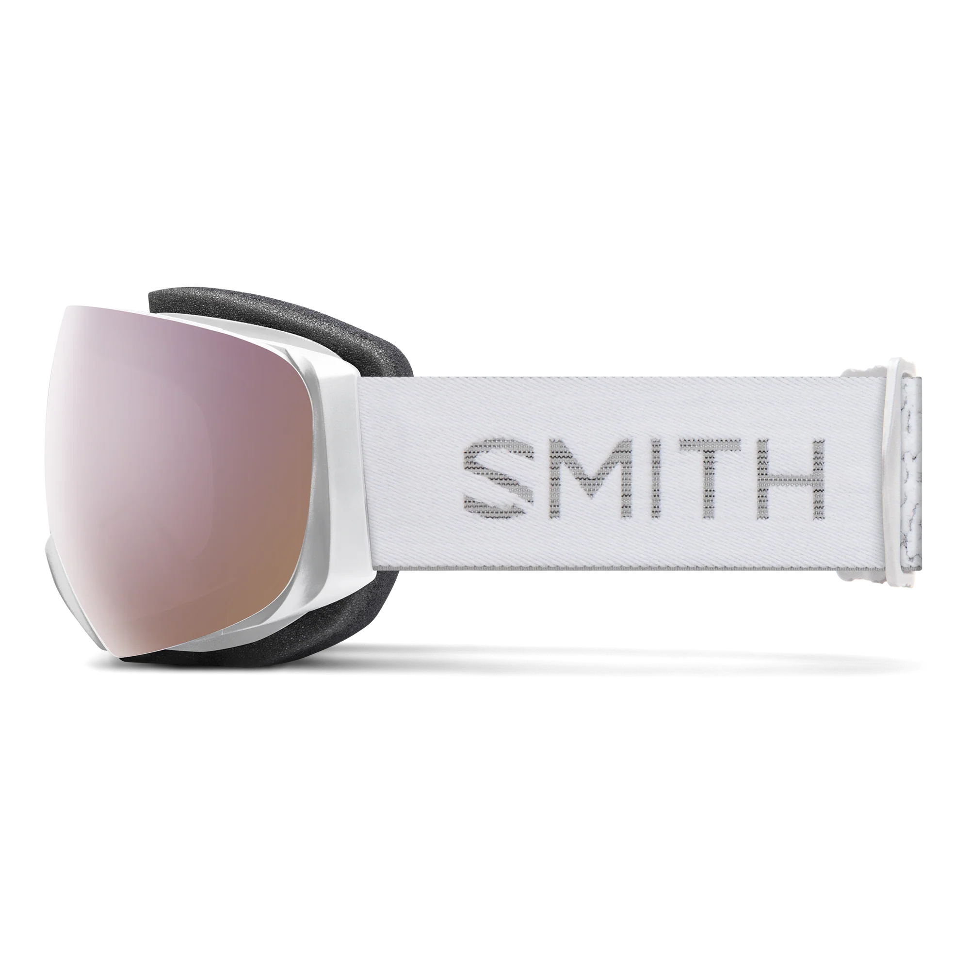 Masque de ski Smith - I/O MAG S - Blanc Chunky Knit - ChromaPop Everyday Rose Gold Mirror