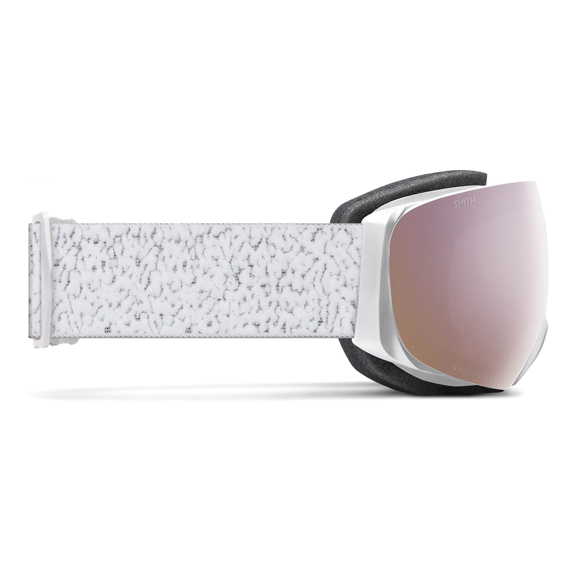 Masque de ski Smith - I/O MAG S - Blanc Chunky Knit - ChromaPop Everyday Rose Gold Mirror