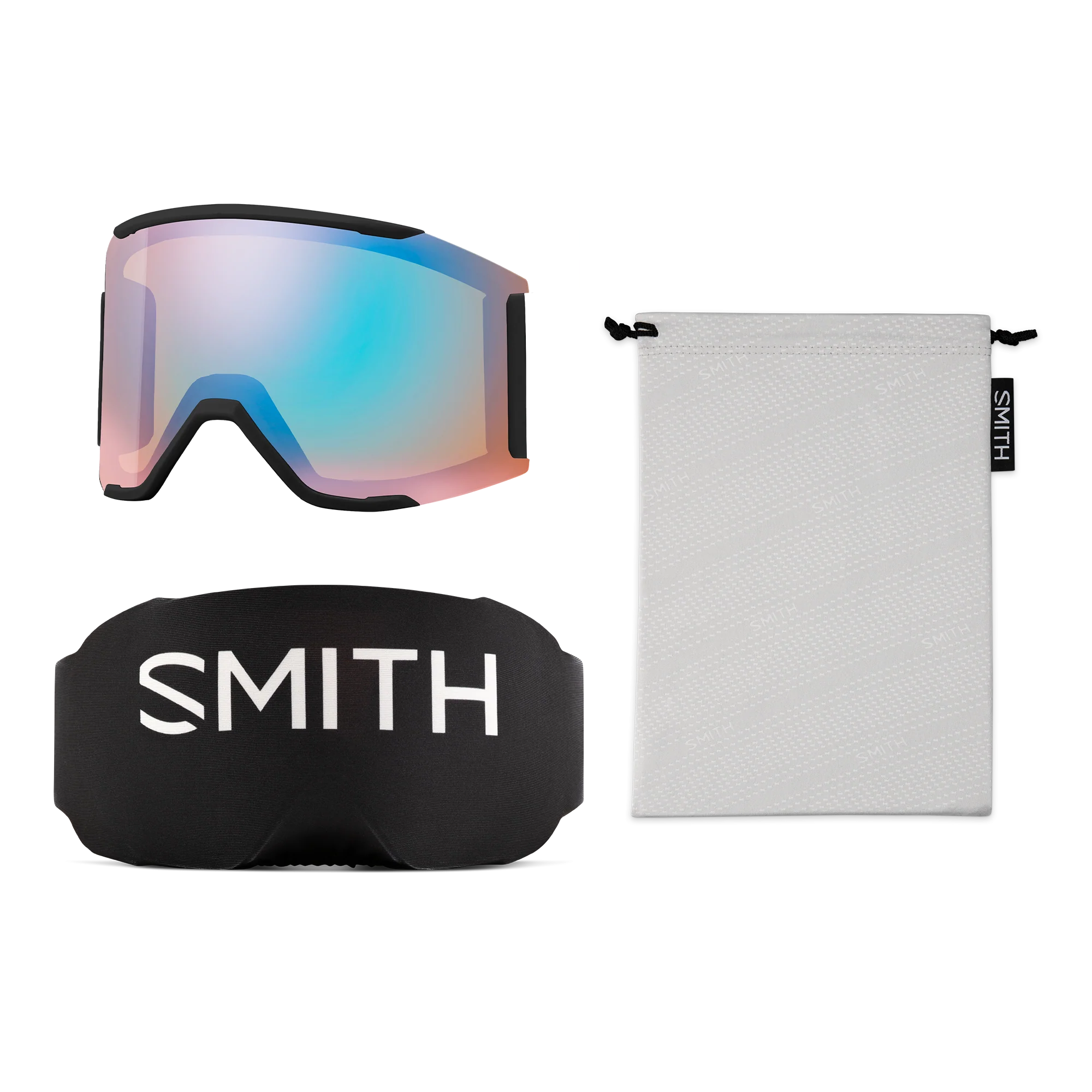 Masque de ski Smith - Squad MAG - Noir - ChromaPop Pro Photochromic Gold Mirror 5