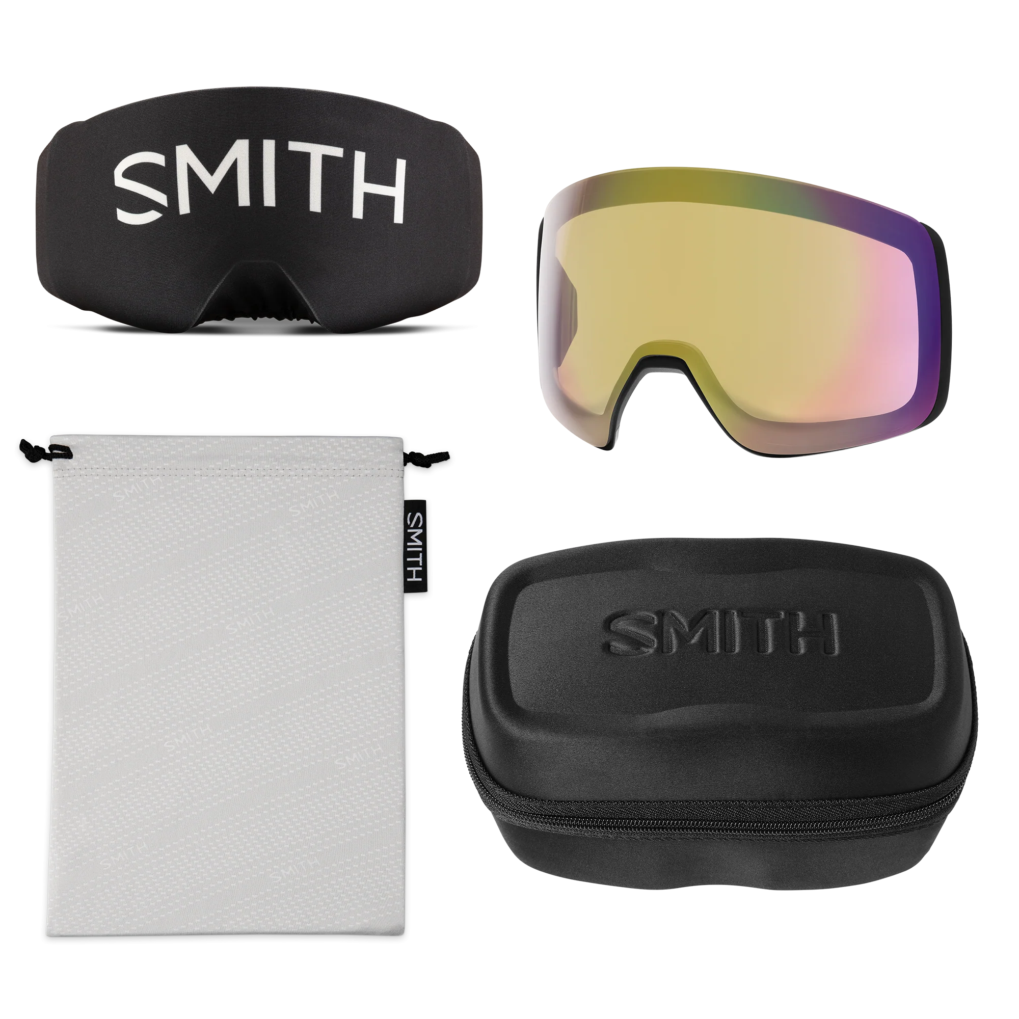 Masque de ski Smith - 4D MAG XL - Noir - ChromaPop Sun Red Mirror 4