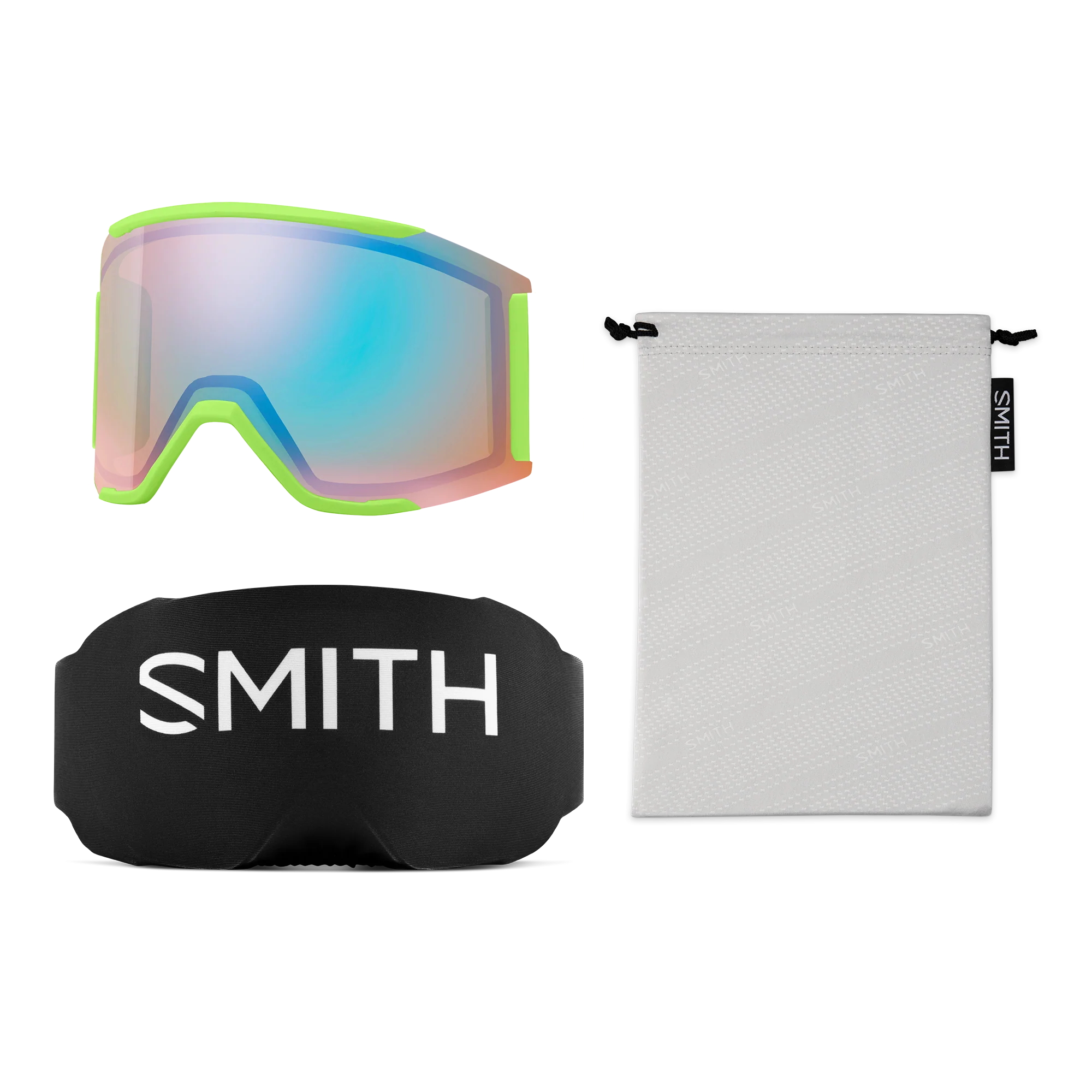 Masque de ski Smith - Squad MAG - Slime Static Shag - ChromaPop Everyday Green Mirror 5