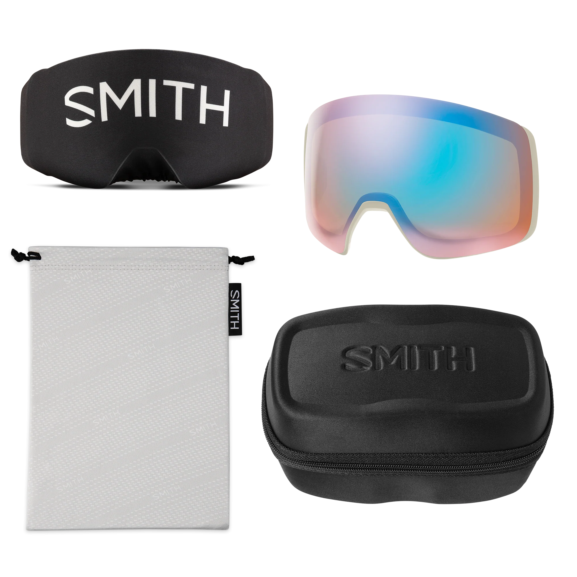 Masque de ski Smith - 4D MAG XL - Craie - ChromaPop Sun Black Gold Mirror 4