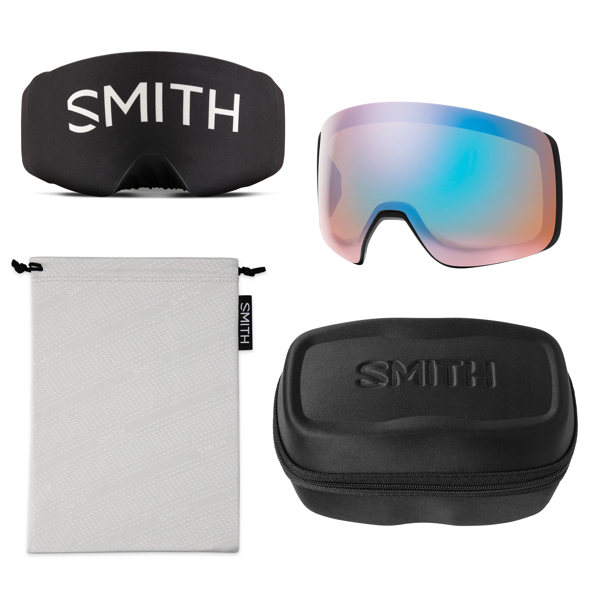 Masque de ski Smith - 4D MAG - Noir - ChromaPop Sun Blue Mirror 4