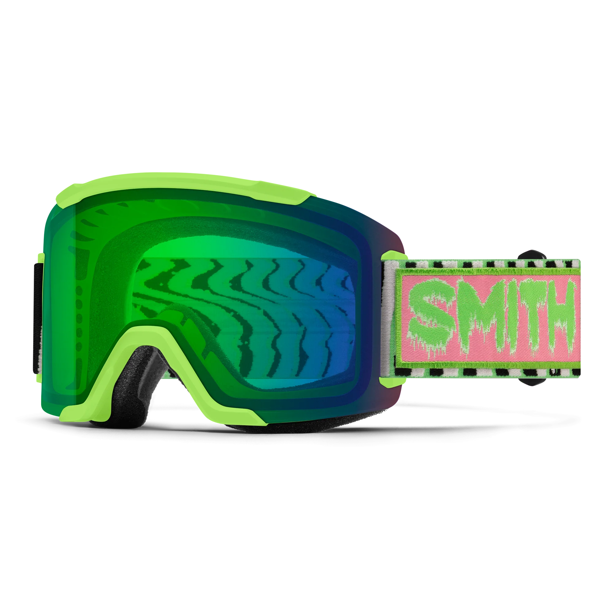 Masque de ski Smith - Squad - Slime Static Shag - ChromaPop Everyday Green Mirror