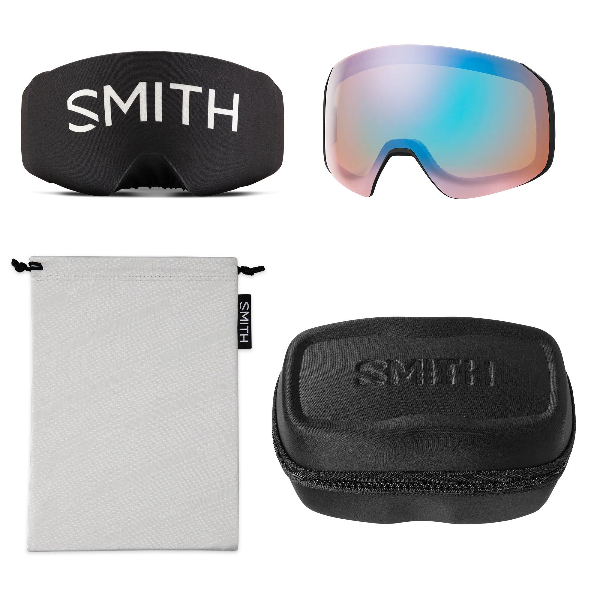 Masque de ski Smith - 4D MAG S - Noir - ChromaPop Everyday Blue Mirror 4