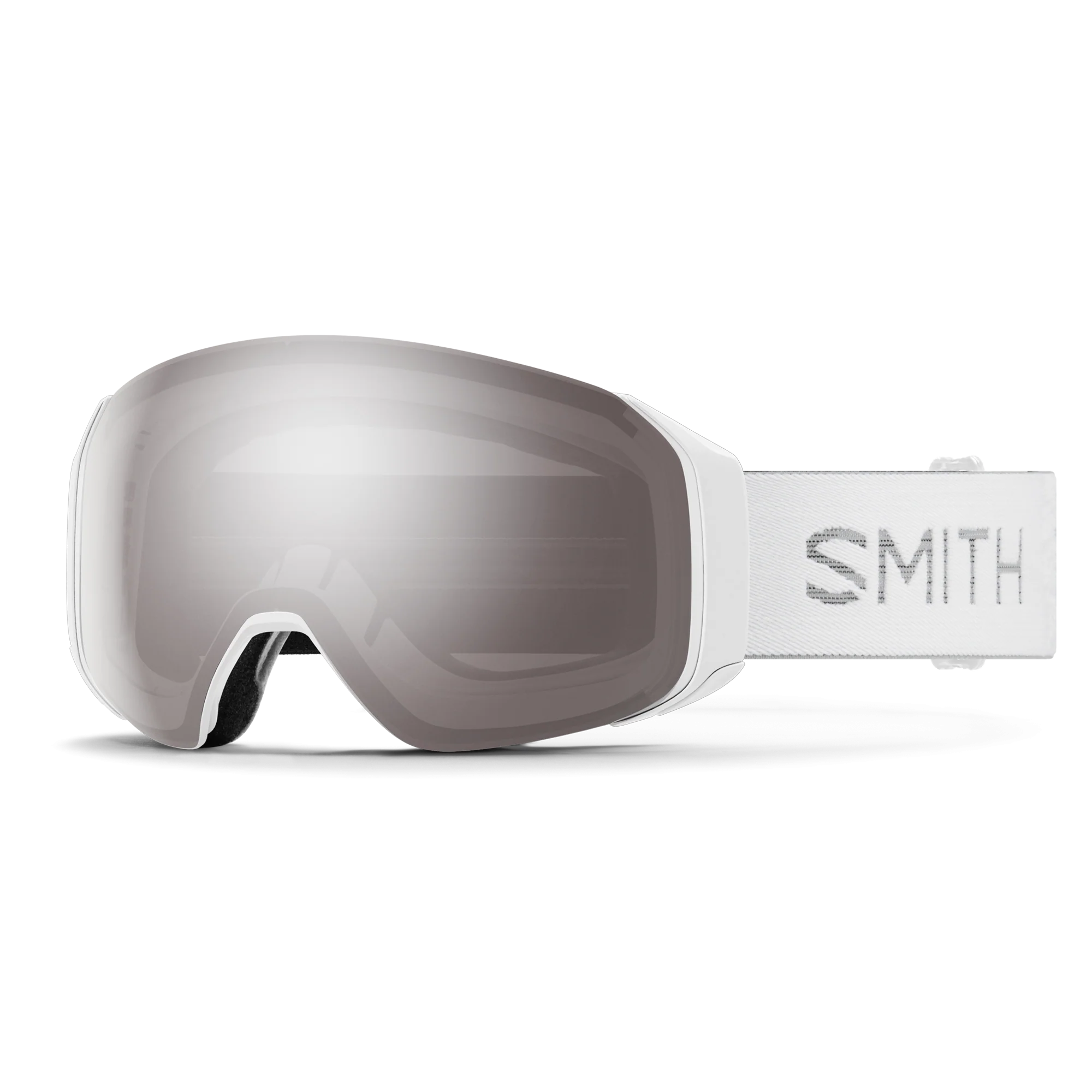 Masque de ski Smith - 4D MAG S - Blanc Chunky Knit - ChromaPop Sun Platinum Mirror