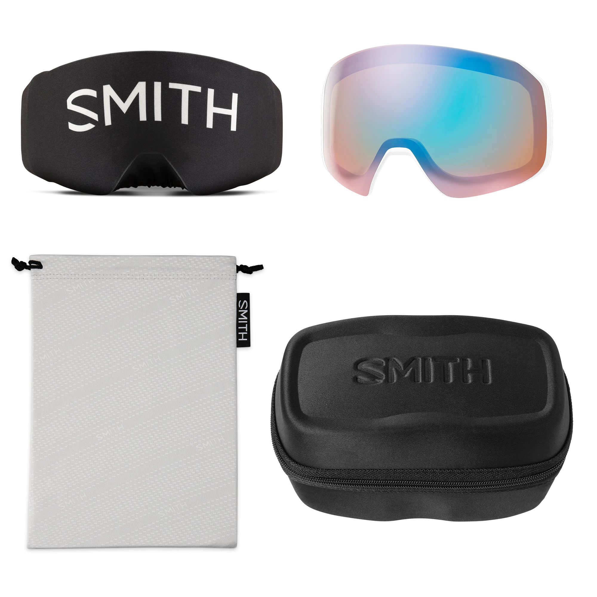 Masque de ski Smith - 4D MAG S - Blanc Chunky Knit - ChromaPop Sun Platinum Mirror 4
