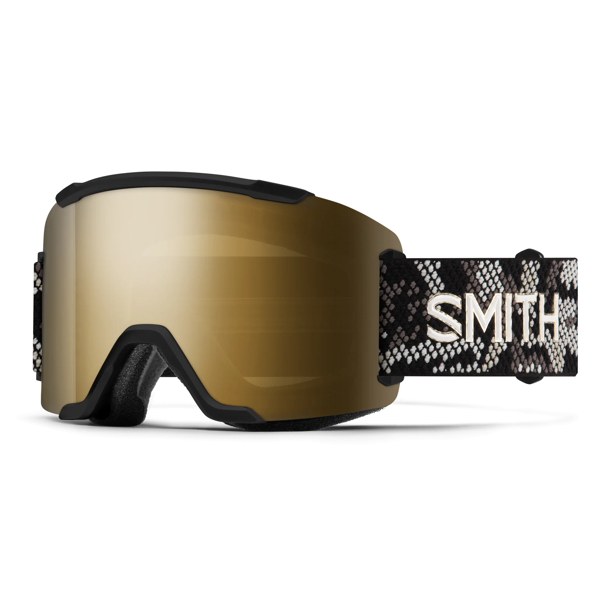 Masque de ski Smith - Squad - Noir Snakeskin - ChromaPop Sun Black Gold Mirror
