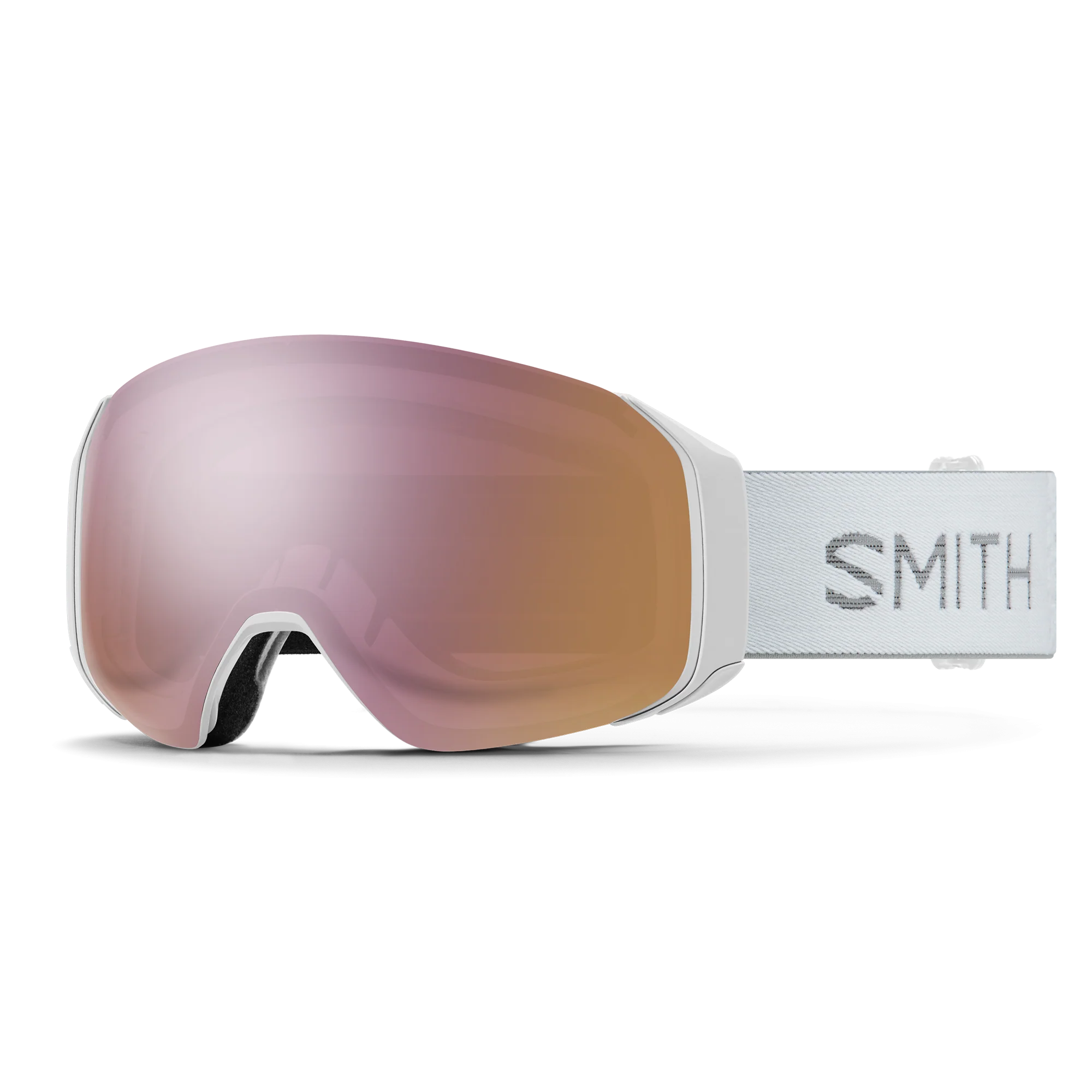 Masque de ski Smith - 4D MAG S - Blanc Chunky Knit - ChromaPop Everyday Rose Gold Mirror