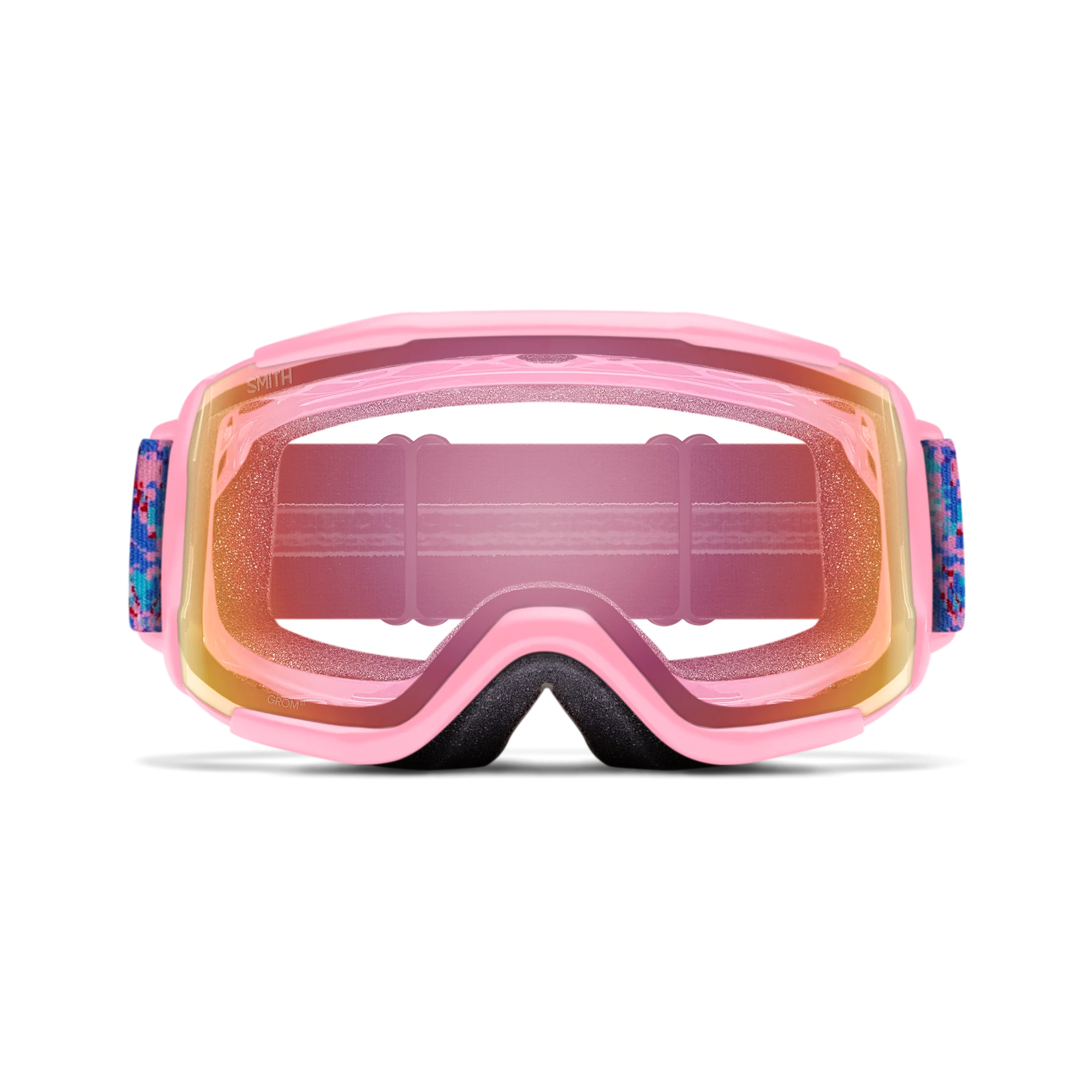 Masque de ski enfant Smith - Grom - Bright Pink Lofi Butterfly - Red Sensor Mirror