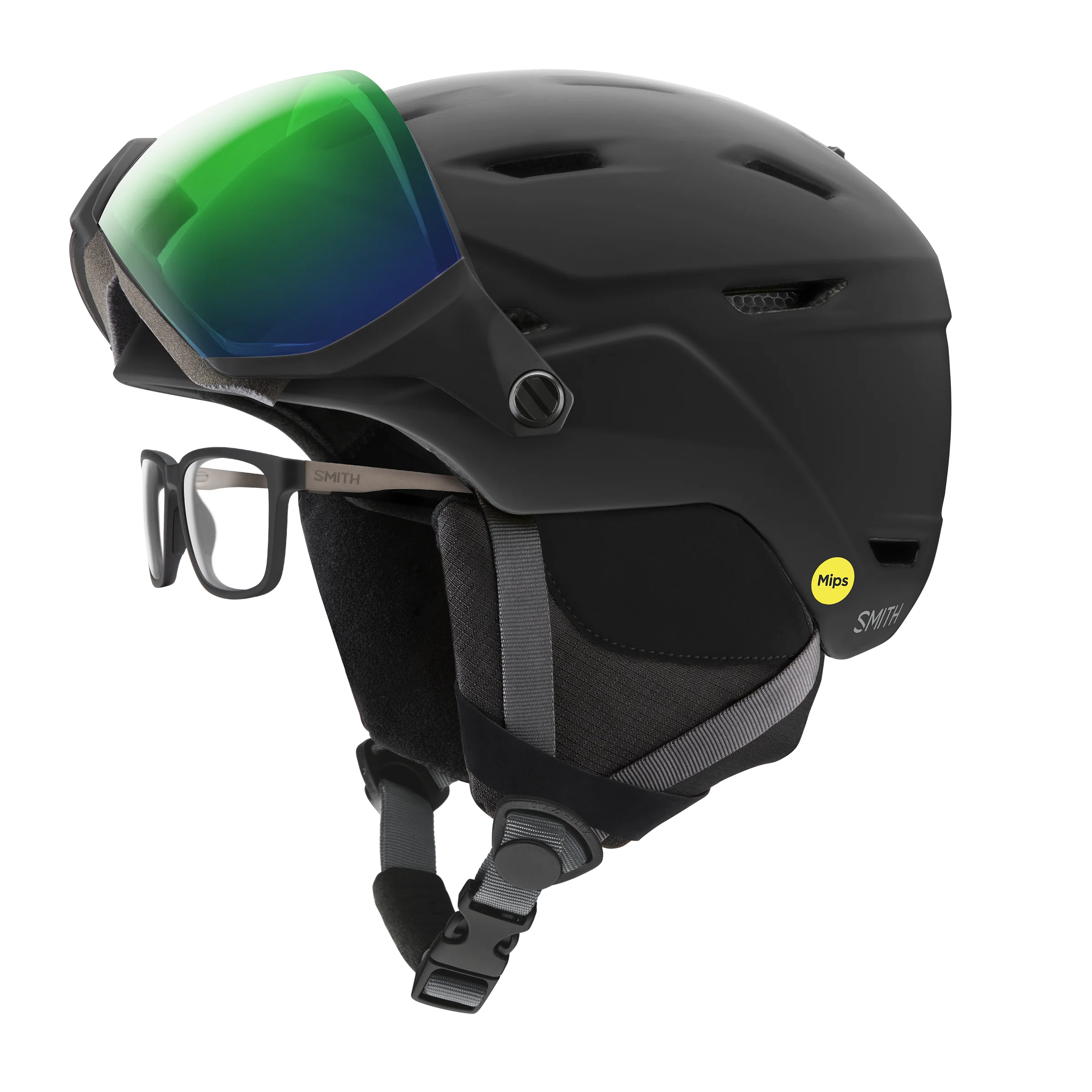 Casque de ski Smith - Survey - Noir mat - ChromaPop Everyday Green Mirror - Cat.2