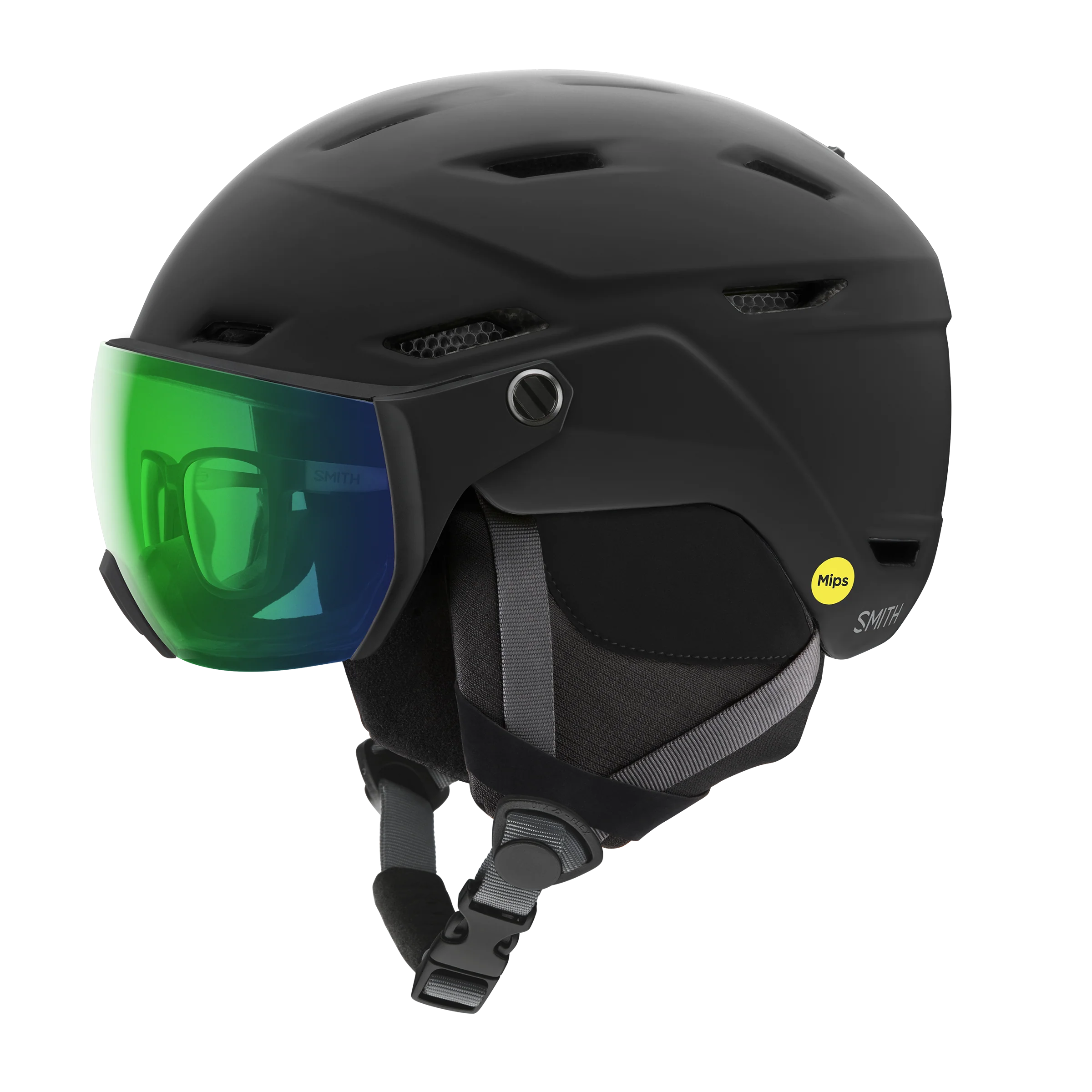 Casque de ski Smith - Survey - Noir mat - ChromaPop Everyday Green Mirror - Cat.2