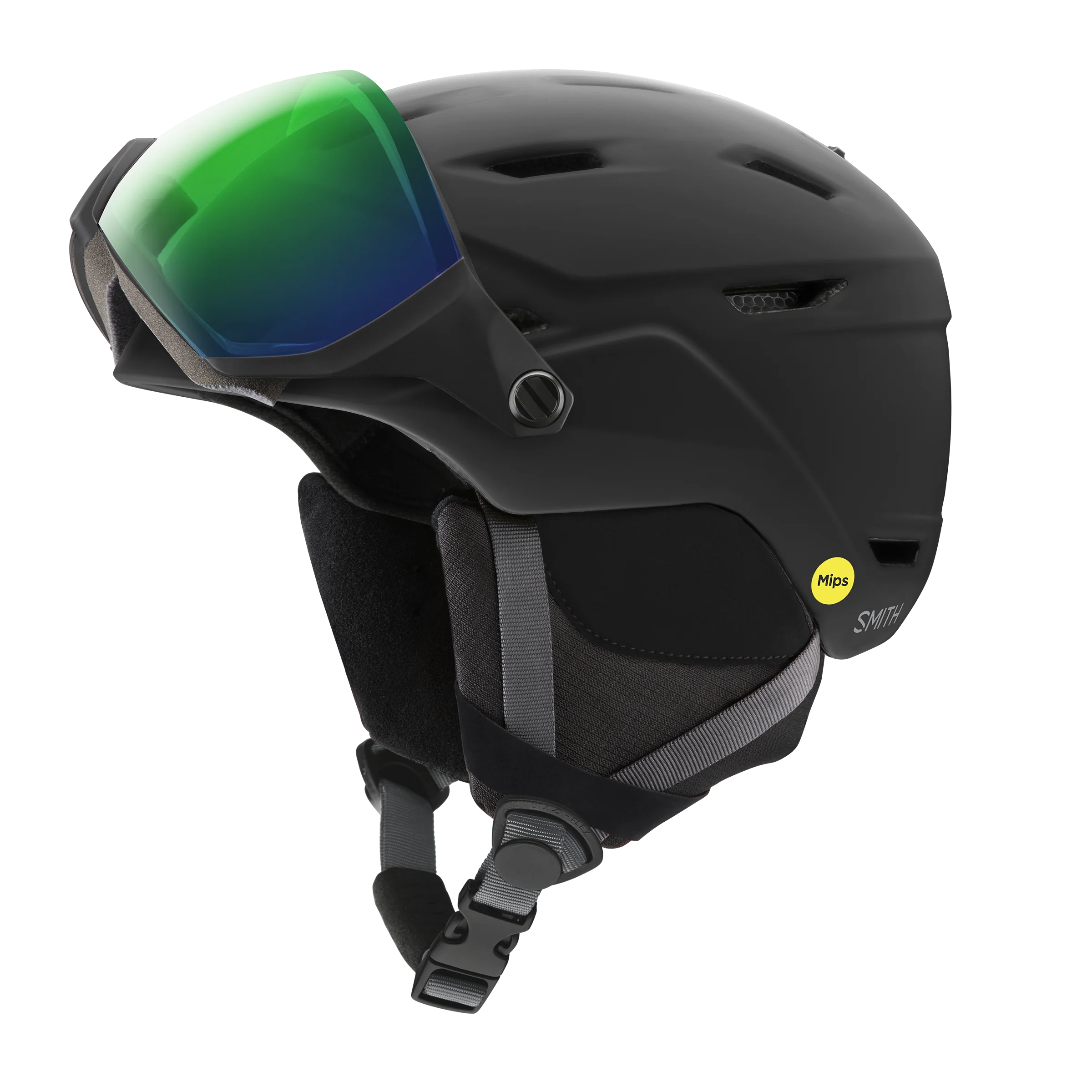 Casque de ski Smith - Survey - Noir mat - ChromaPop Everyday Green Mirror - Cat.2