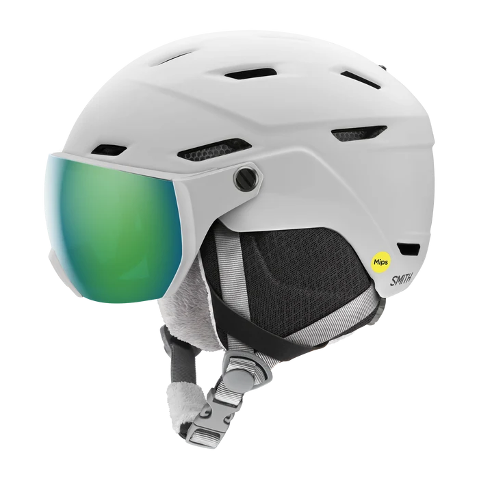 Casque de ski enfant Smith - Survey Jr Mips - Blanc mat - Green Mirror