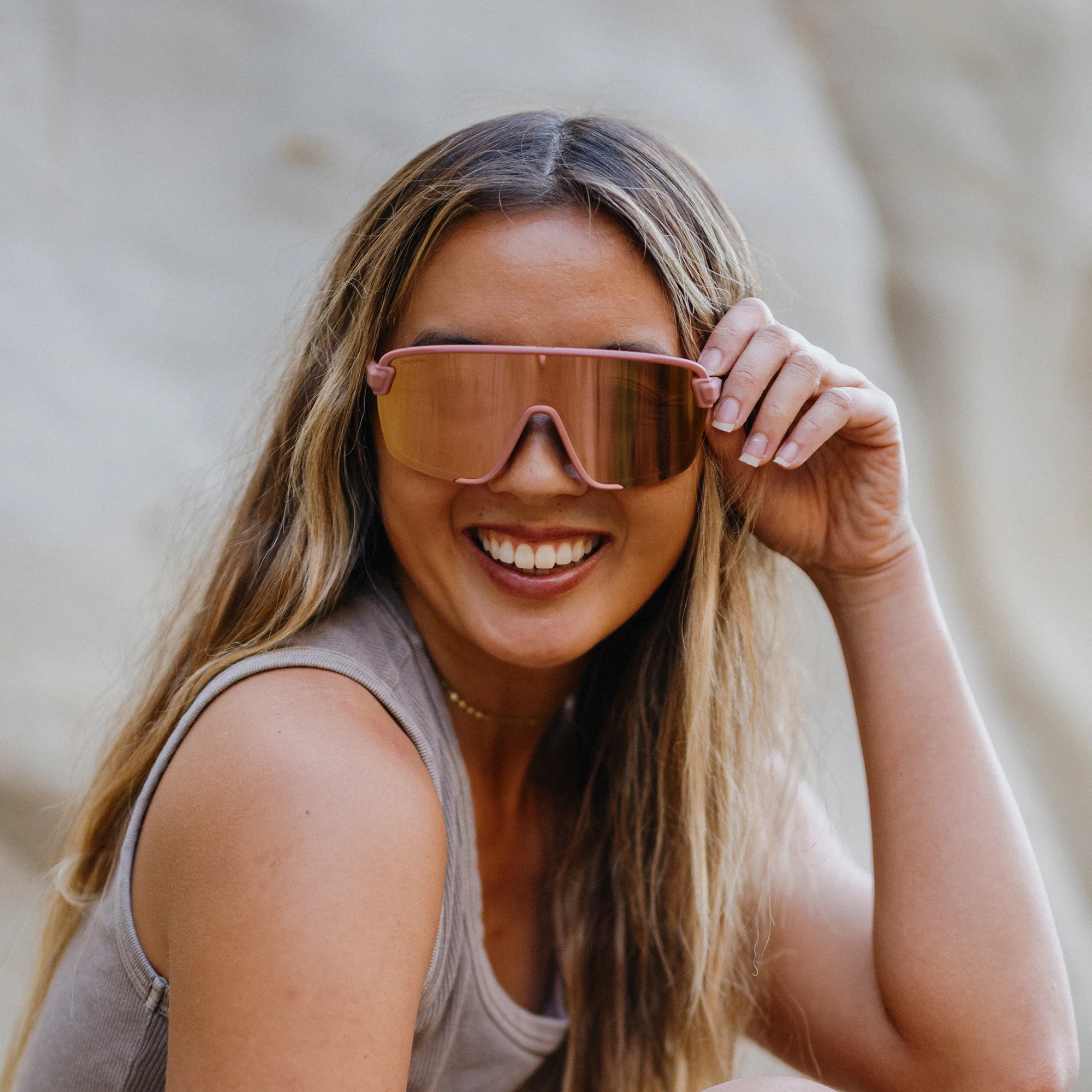 Lunettes de soleil Smith - Bobcat - Rose Craie mat - ChromaPop Rose Gold Mirror - Cat.3 5