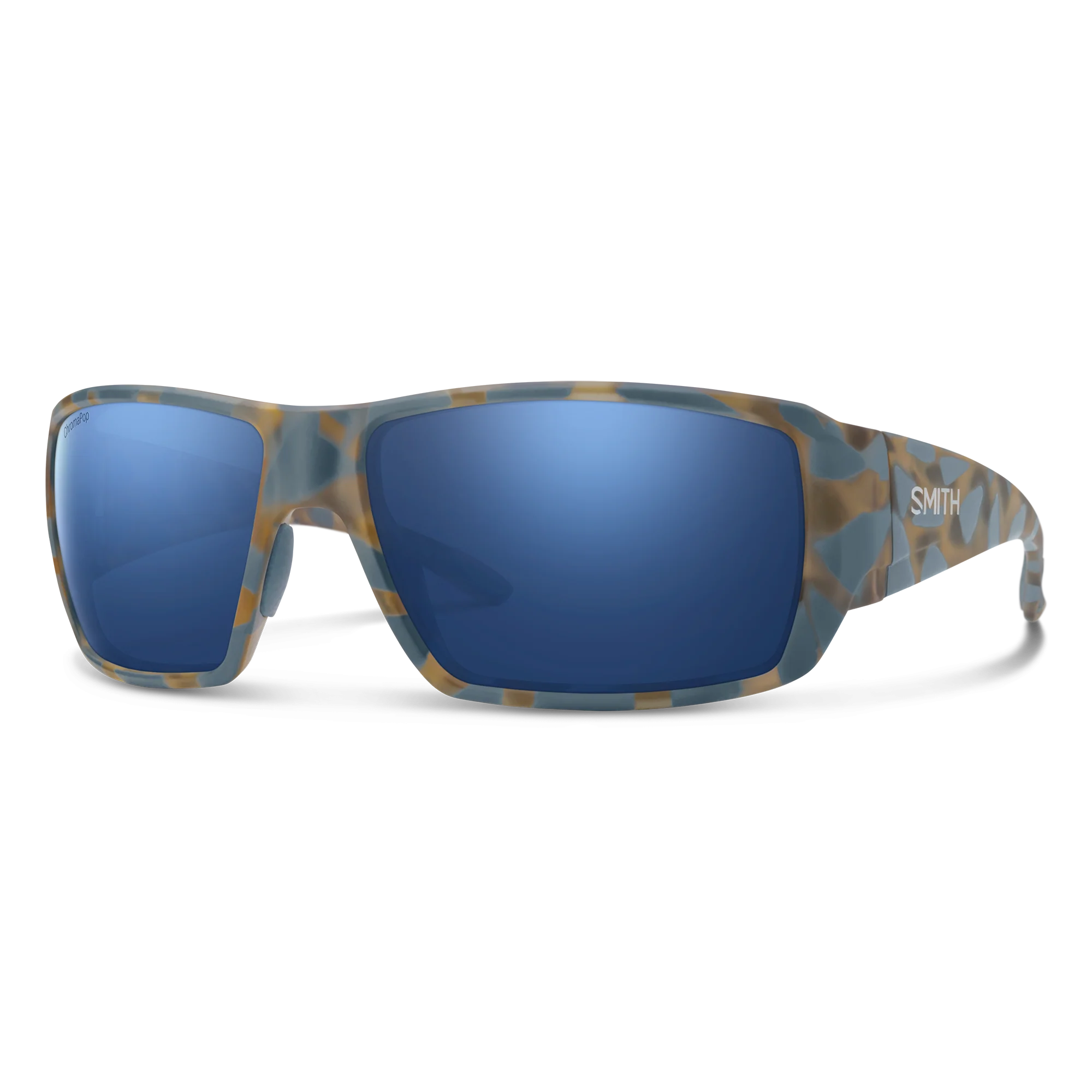 Lunettes Smith Guides Choice XL - Flint / Écaille Tarmac mat - ChromaPop Glass Polarized Dark Blue Mirror - Cat.3
