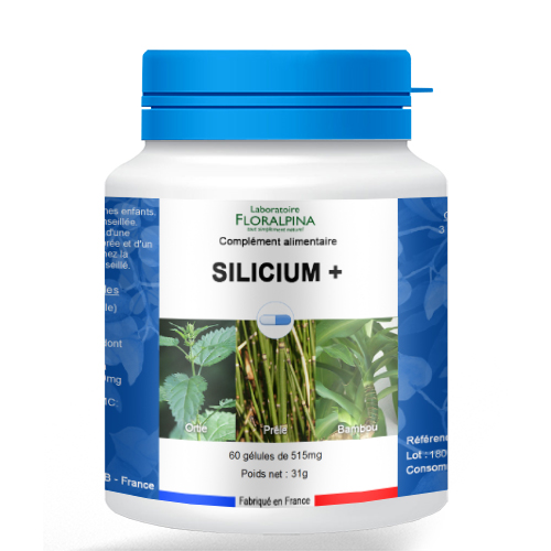 SILICIUM+ Floralpina 60 gelules Silice Ortie, Prele, Bambou ...