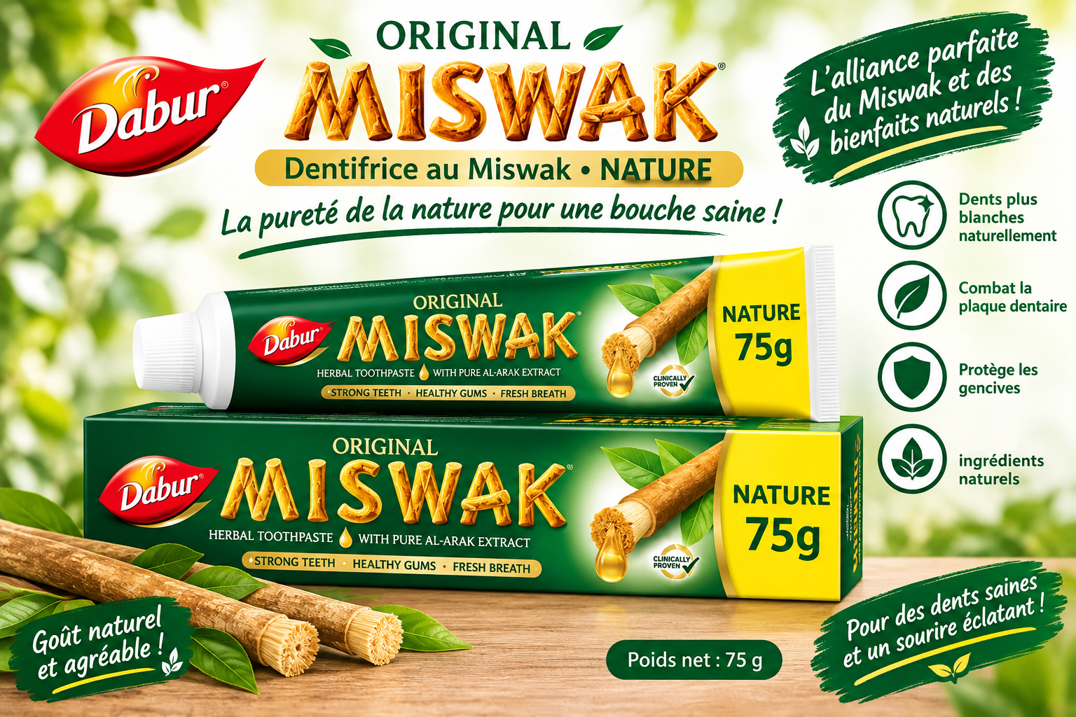 Dabur Miswak _ fraîcheur naturelle souriante