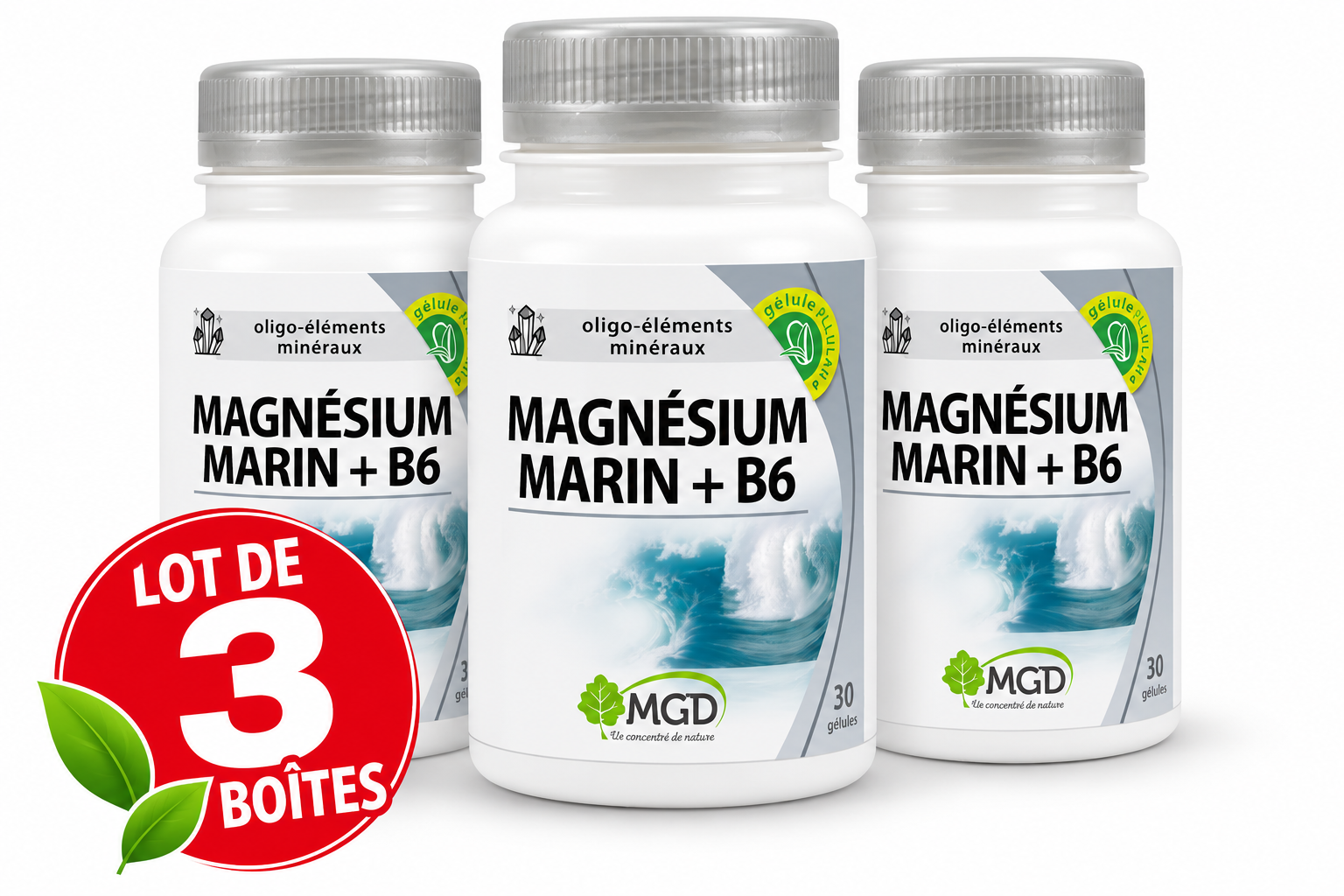 Lot de 3 Magnésium Marin + B6