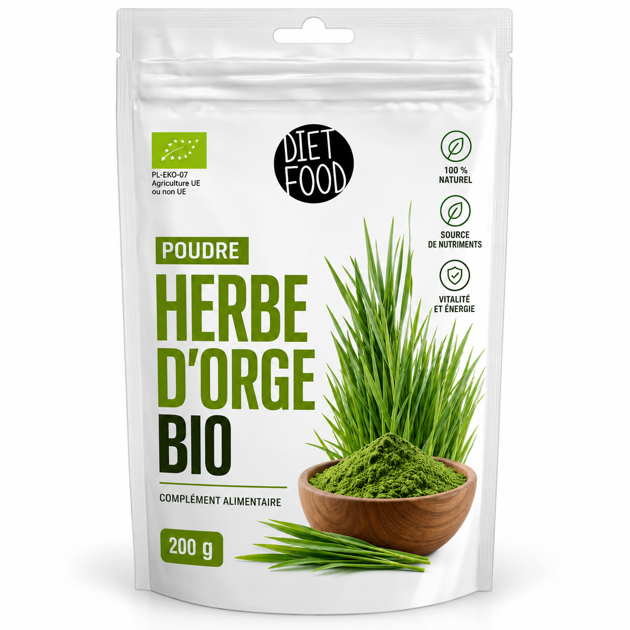 Pochette bio d’herbe d’orge натуральle