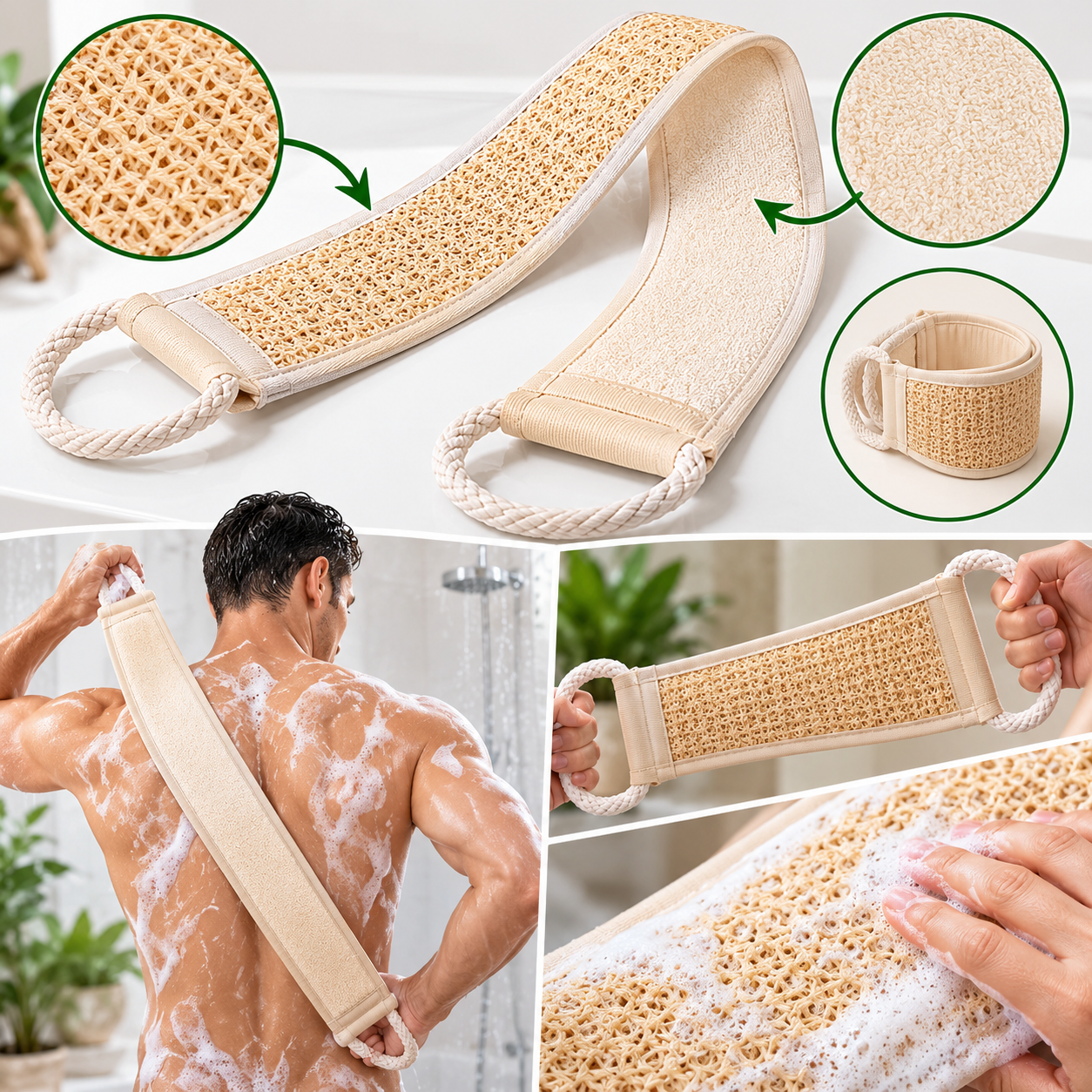Gant exfoliant double face pour le dos